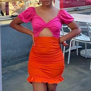 Pink and Orange Women's Dress